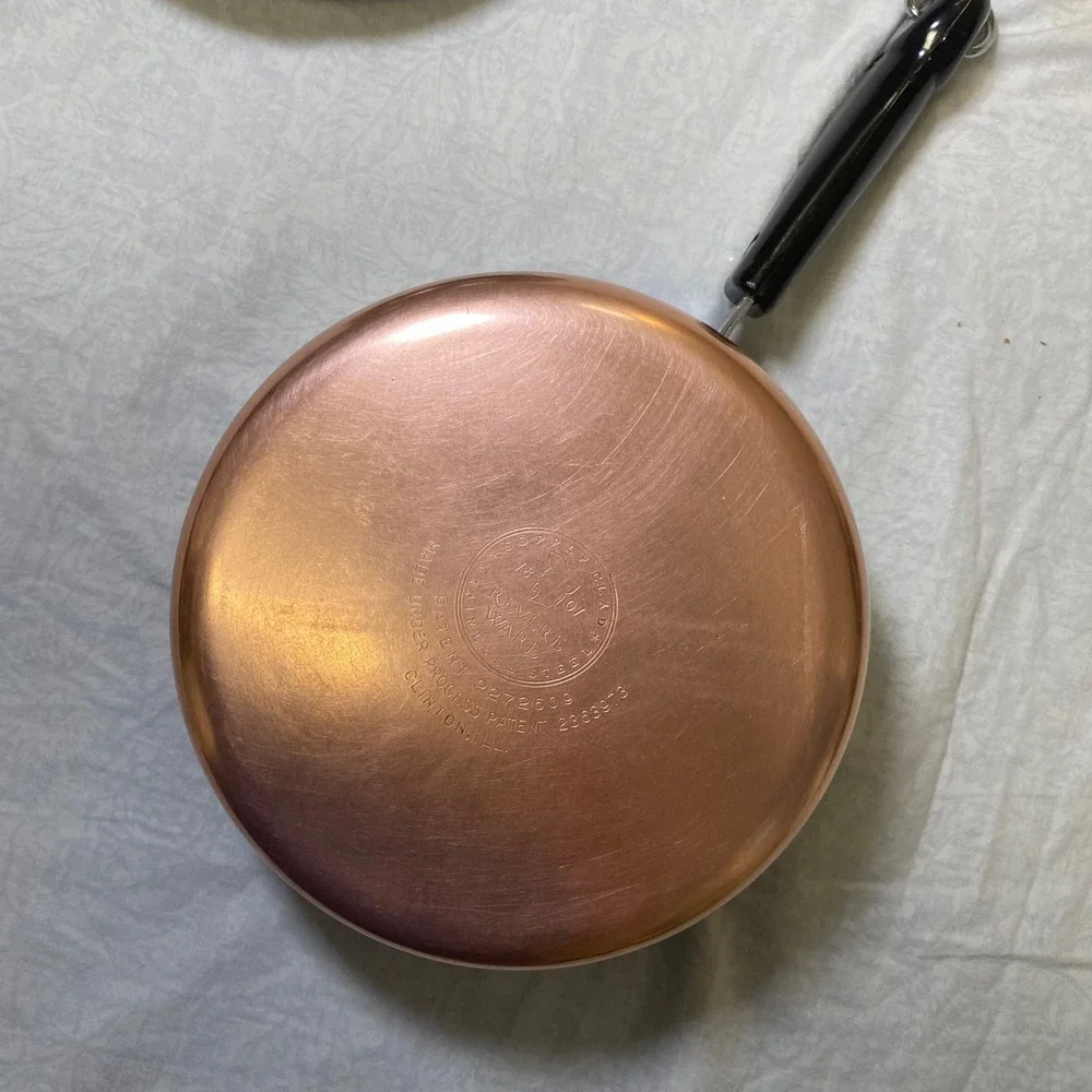 Vintage Revere Ware 2 Qt Saucepan Copper Bottom w/ Lid Clinton IL 1801 Patent